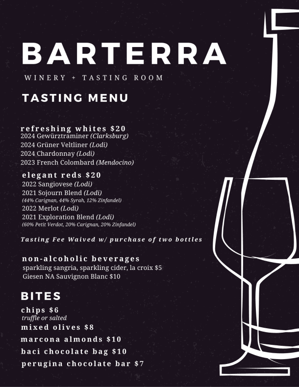 2025 October Barterra Winery Tasting Menu